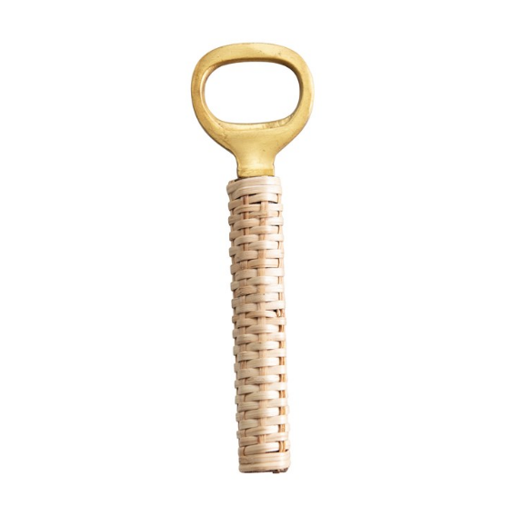 Brass Bottle Opener with Bamboo Wrapped Handle