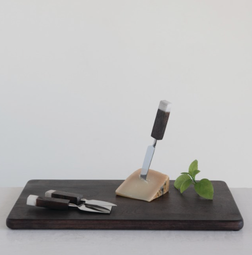 Acacia Wood Cheese/Cutting Board with Marble Cheese Knives